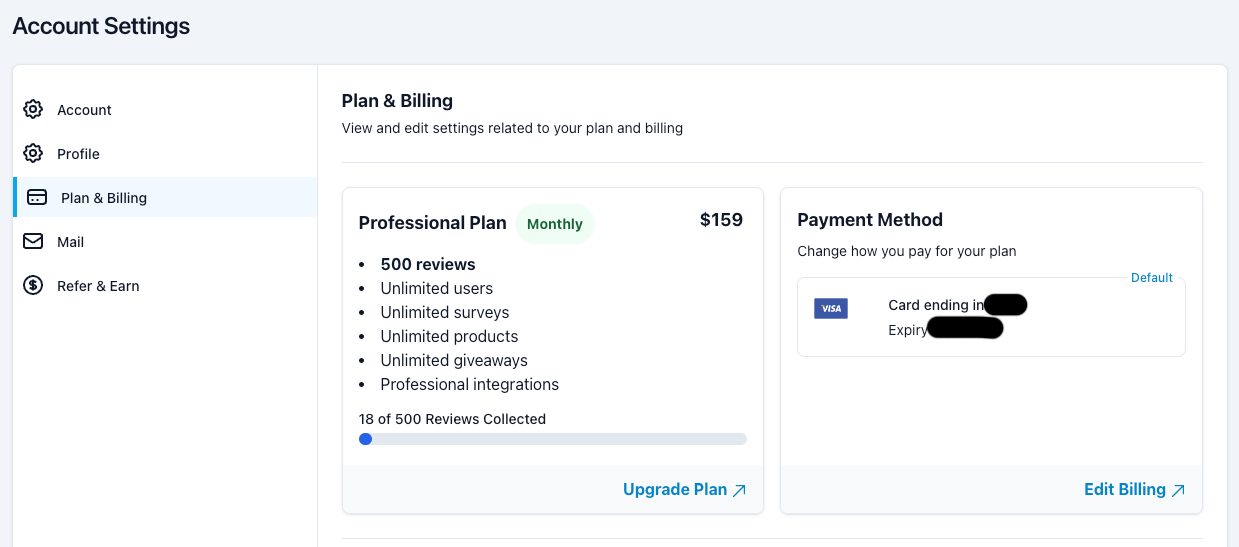 Account plan and billing