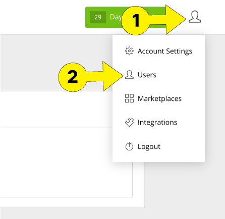 Select "Users" from the account menu in GetReviews