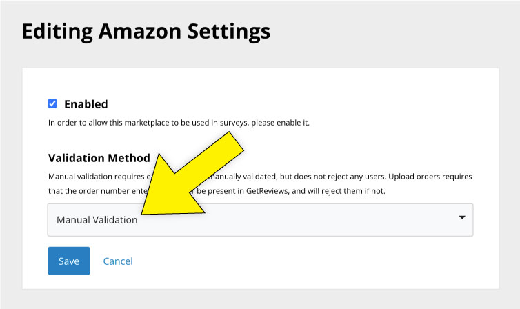 Ensure "Manual Validation" is selected as the validation method