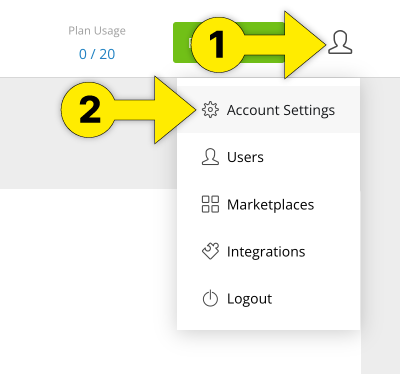 Click the "User" icon, then select "Account Settings"