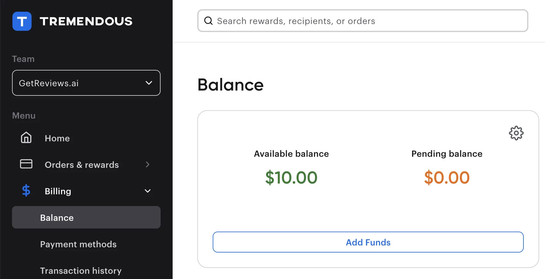 Add funding to Tremendous